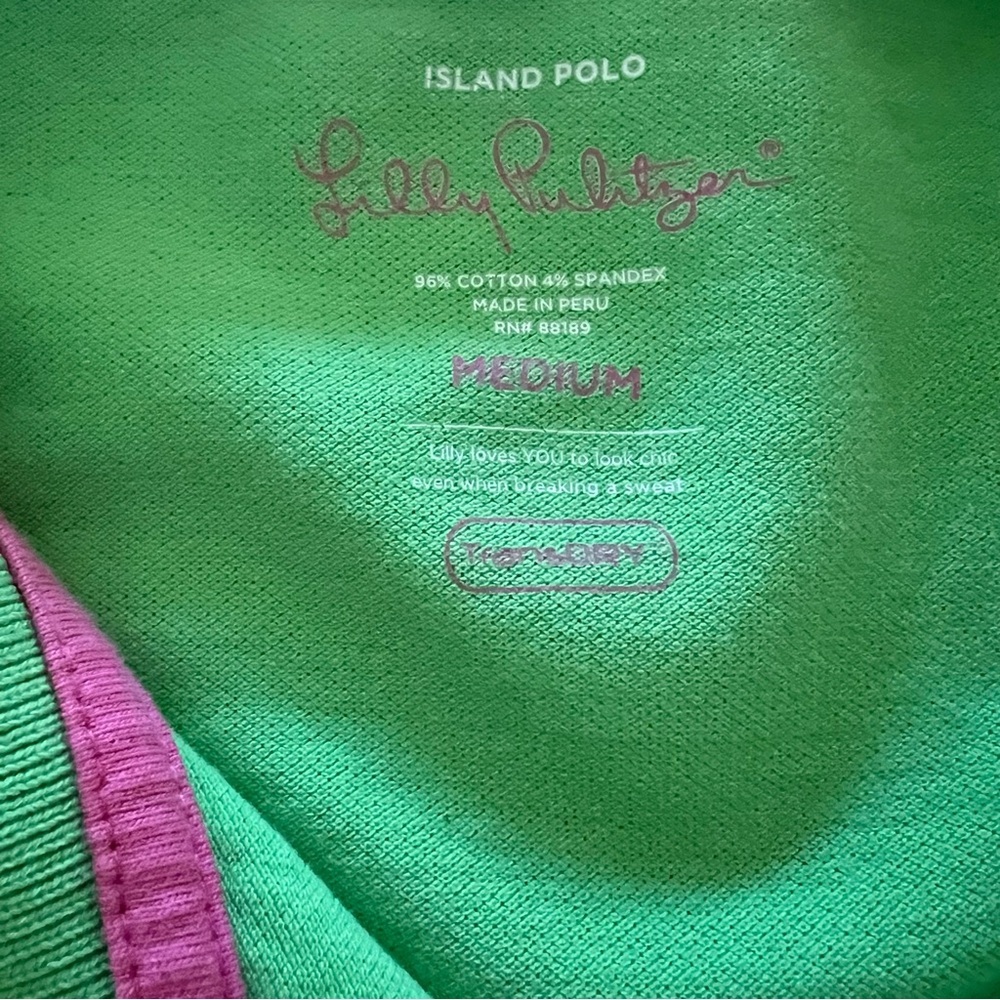 Lilly Pulitzer Soft Green Color Cotton Polo Shirt Cap Sleeve. - Picture 6 of 6